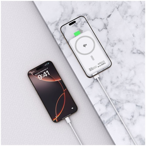 Powerbank PB24 Lifemag Qi2 MagSafe 10000mAh, bela, Tech-Protect