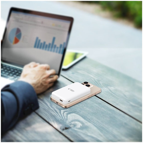 Powerbank PB24 Lifemag Qi2 MagSafe 10000mAh, bela, Tech-Protect