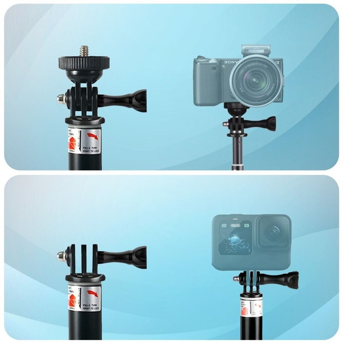 Selfie palica s stojalom GA100 za GoPro / DJI / INSTA360, črna, Tech-Protect