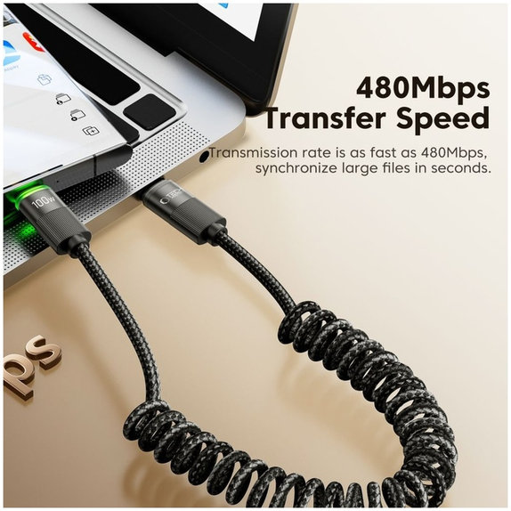 Kabel UB20T Ultraboost USB-C Cable PD 100W / 5A 180CM, črna, Tech-Protect