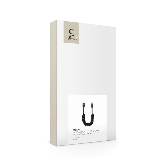 Kabel UB20T Ultraboost USB-C Cable PD 100W / 5A 180CM, črna, Tech-Protect