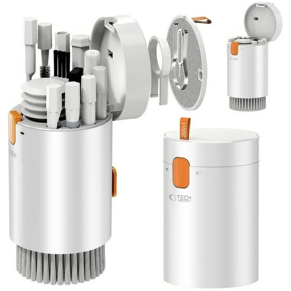 Čistilni komplet CS01 20 v 1 za elektroniko, bela, Tech-Protect