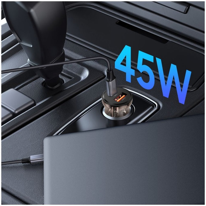 Avtopolnilnik CC01 2-PORT PD 45W / QC3.0, črna, Tech-Protect