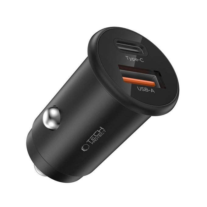 Avtopolnilnik CC02 2-PORT PD 35W / QC3.0, črna, Tech-Protect