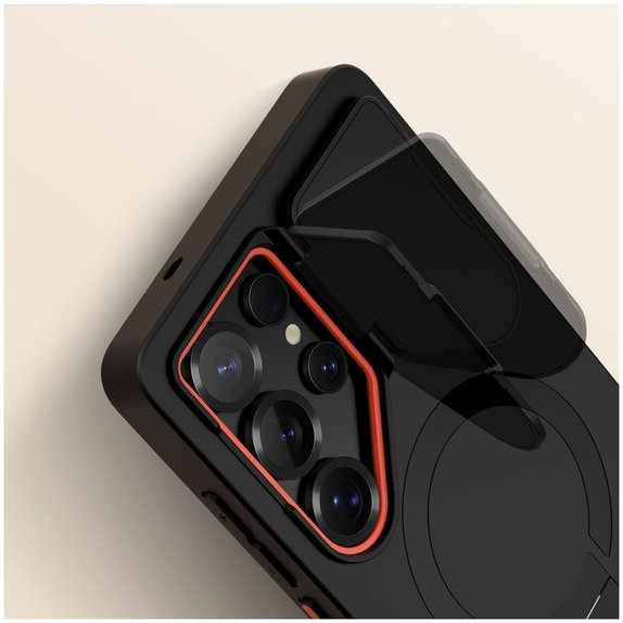 Ovitek Kevlar Aura MagSafe za Samsung S25 Ultra, črna/oranžna, Tech-Protect