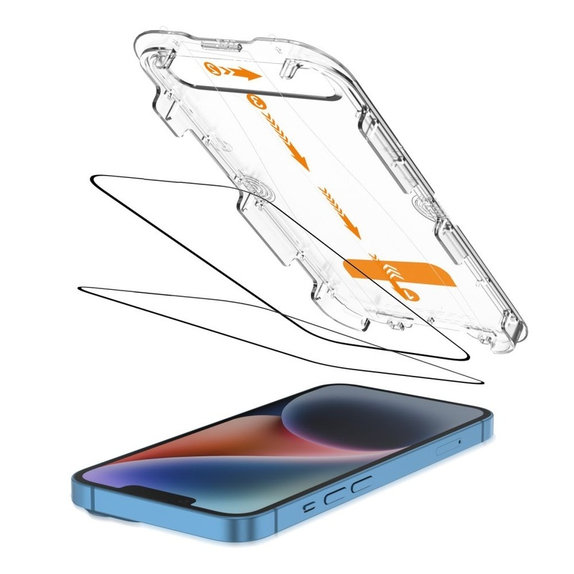 Kaljeno steklo Quick Set+ 2-PACK za iPhone 13 / 13 Pro / 14 / 16E / 17E, črna, Tech-Protect