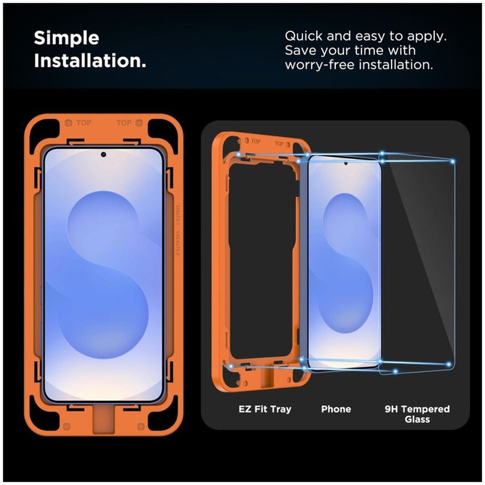 Kaljeno steklo Quick Set+ 2-PACK za Samsung S24 / S25, prozorna, Tech-Protect