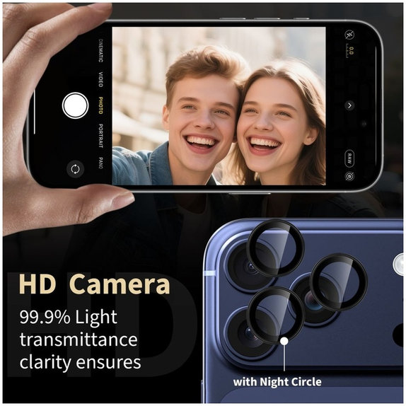 Zaščita kamere Camring Fit+ za iPhone 14 Pro / Max / 15 Pro / Max / 16 Pro / Max / 17 Pro / Max, prozorna, Tech-Protect