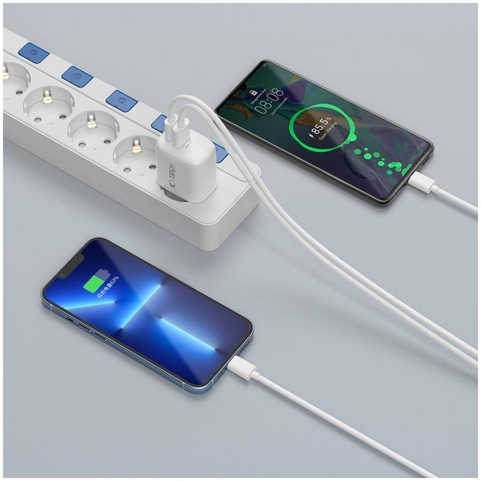 Omrežni polnilnik NCA20 2-PORT PD 20W / QC3.0, bela, Tech-Protect