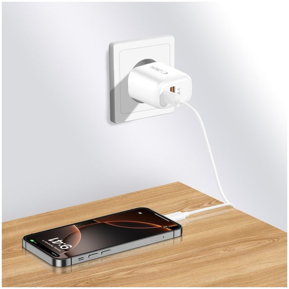 Omrežni polnilnik NCA20 2-PORT PD 20W / QC3.0 + Lightning Cable, bela, Tech-Protect