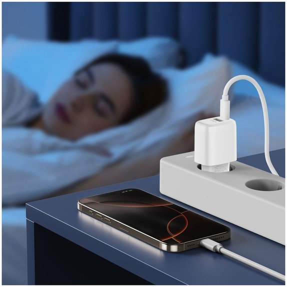Omrežni polnilnik NCA20 2-PORT PD 20W / QC3.0 + Lightning Cable, bela, Tech-Protect