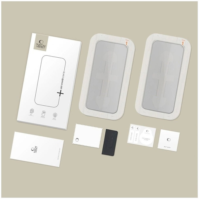 Privacy kaljeno steklo Quick Set Spy+ 2-PACK za iPhone 13 / 13 Pro / 14 / 16E / 17E, privacy, Tech-Protect