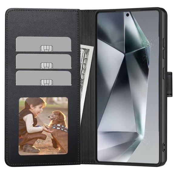 Ovitek Wallet za Samsung S25 FE, črna, Tech-Protect