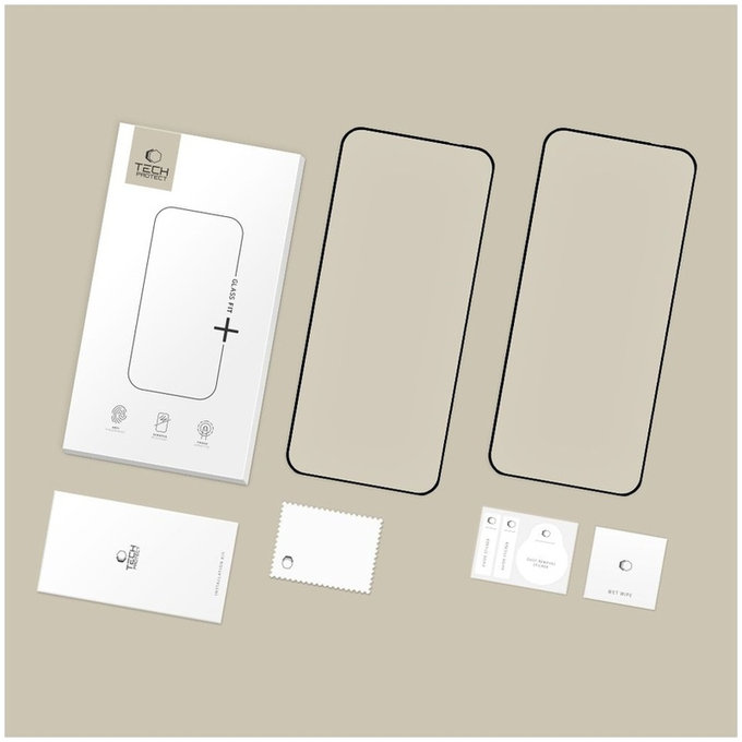 Kaljeno steklo Glass Fit+ 2-PACK za Motorola Edge 50 Neo / 60 Neo, črna, Tech-Protect