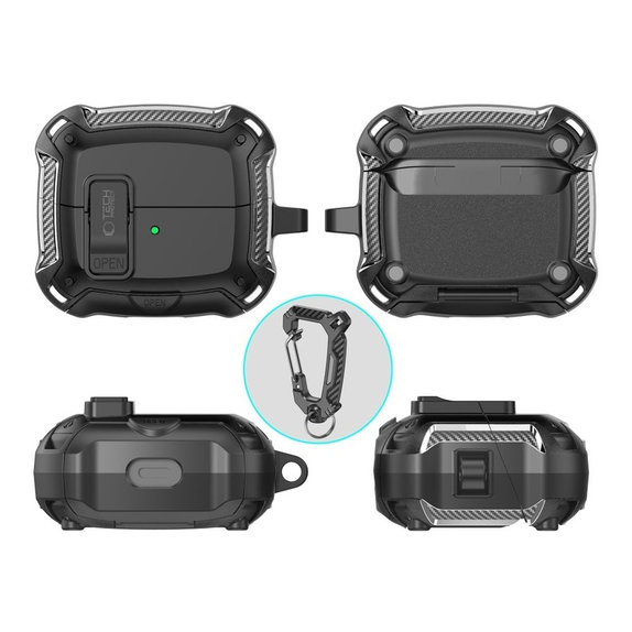 Ovitek za slušalke Carbonox MagSafe za Samsung Buds 3 / 3 FE / 3 Pro, črna, Tech-Protect