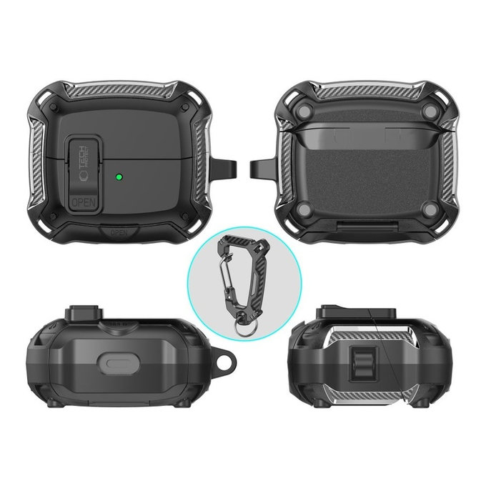 Ovitek za slušalke Carbonox MagSafe za Samsung Buds 3 / 3 FE / 3 Pro, črna, Tech-Protect