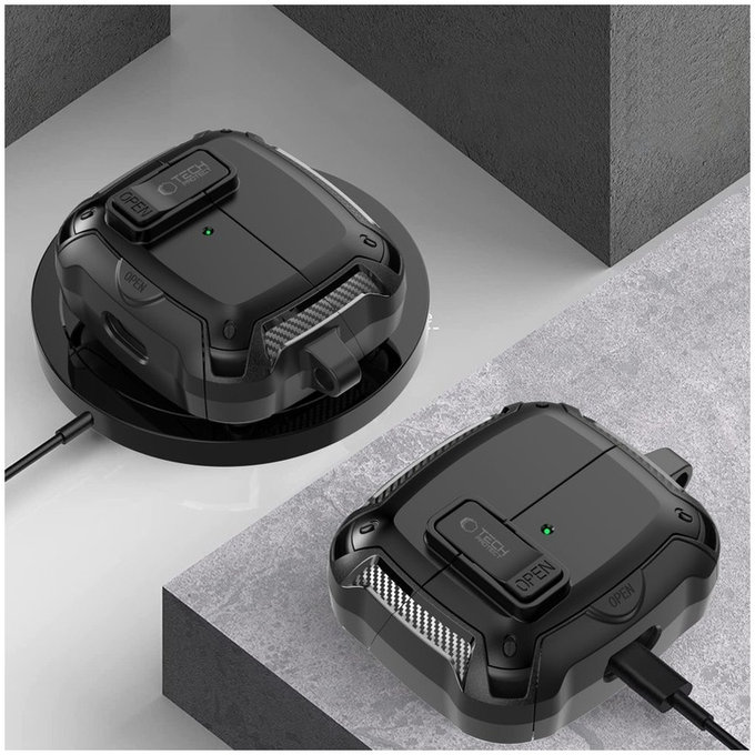 Ovitek za slušalke Carbonox MagSafe za Samsung Buds 3 / 3 FE / 3 Pro, črna, Tech-Protect