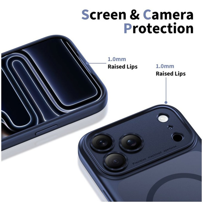 Ovitek MagPeak MagSafe CC za iPhone 17 Pro, Matte Deep Blue, Tech-Protect