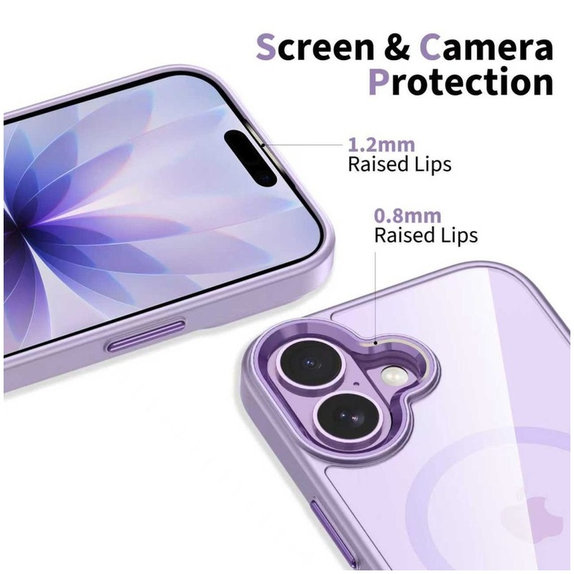 Ovitek MagMat MagSafe za iPhone 17, Lavender/Clear, Tech-Protect