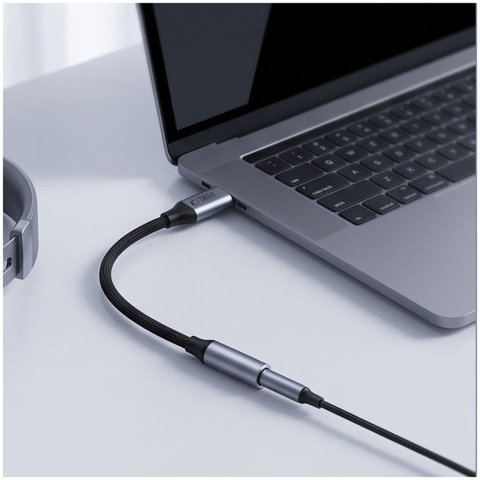 Adapter Ultraboost USB-C To Mini Jack 3.5MM DAC, Iron Grey, Tech-Protect