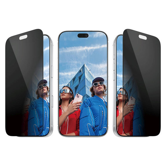 Kaljeno steklo UWF 2-Way Privacy z aplikatorjem za iPhone 18 Pro, Črna, PanzerGlass
