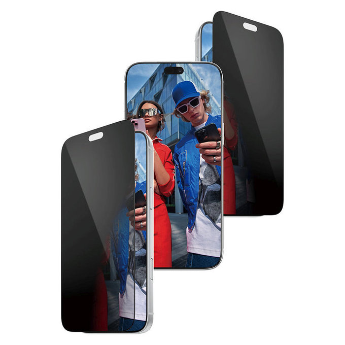 Kaljeno steklo UWF 2-Way Privacy z aplikatorjem za iPhone 18 Pro Max, Črna, PanzerGlass