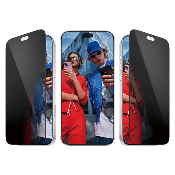 Kaljeno steklo UWF 2-Way Privacy z aplikatorjem za iPhone 18 Pro Max, Črna, PanzerGlass