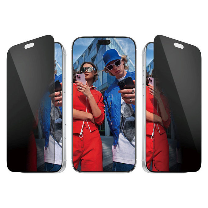 Kaljeno steklo UWF 2-Way Privacy z aplikatorjem za iPhone 18 Pro Max, Črna, PanzerGlass