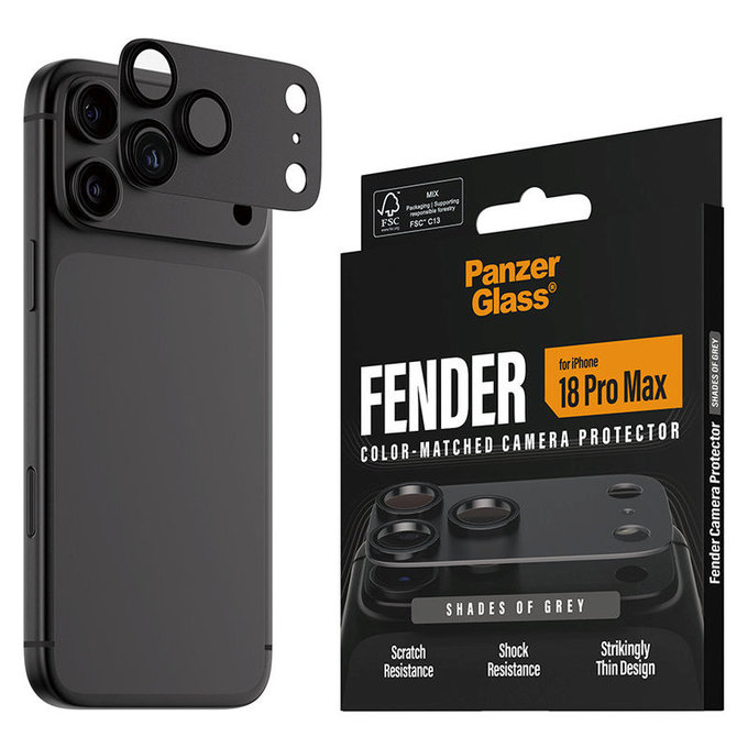 Zaščita objektiva Fender za iPhone 18 Pro Max, Shades of Grey, PanzerGlass