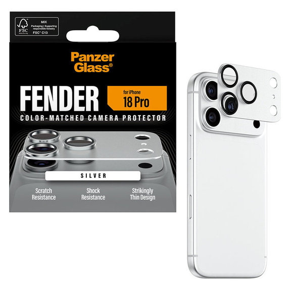 Zaščita objektiva Fender za iPhone 18 Pro, Srebrna, PanzerGlass