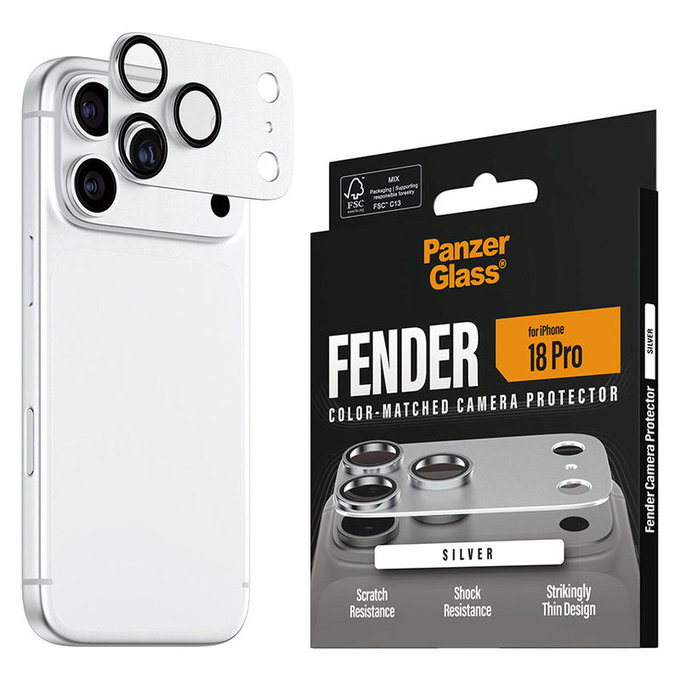 Zaščita objektiva Fender za iPhone 18 Pro, Srebrna, PanzerGlass