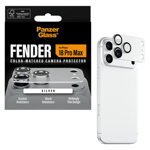 Zaščita objektiva Fender za iPhone 18 Pro Max, Srebrna, PanzerGlass