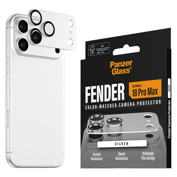 Zaščita objektiva Fender za iPhone 18 Pro Max, Srebrna, PanzerGlass