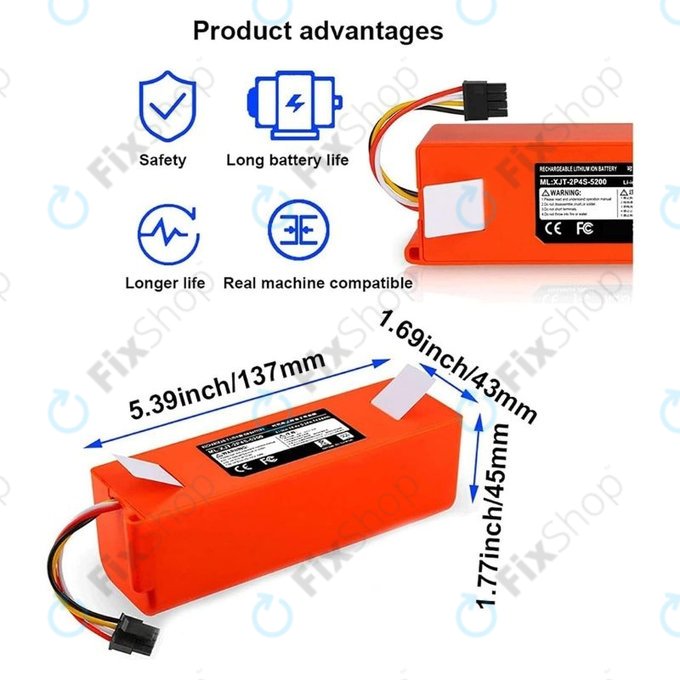 Xiaomi Roborock-series, Mi Robot Vacuum Mop 1S, Xiaowa-series - Baterija BRR-2P4S-5200 Li-Ion 5200mAh