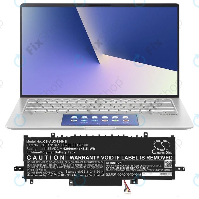 Baterija za Asus ZenBook 14, Flip 14, 4200mAh, Li-Pol, 11.55V, C31N1841, HQ
