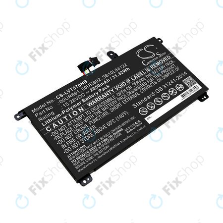 Baterija za Lenovo ThinkPad P51s, P52s, T570, T580, 2050mAh, Li-Pol, 15.28V, 00UR891, HQ