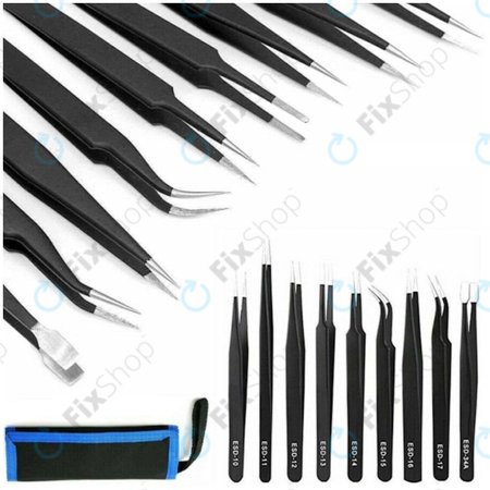 Komplet ESD antistatičnih pincet iz nerjavečega jekla 9 v 1