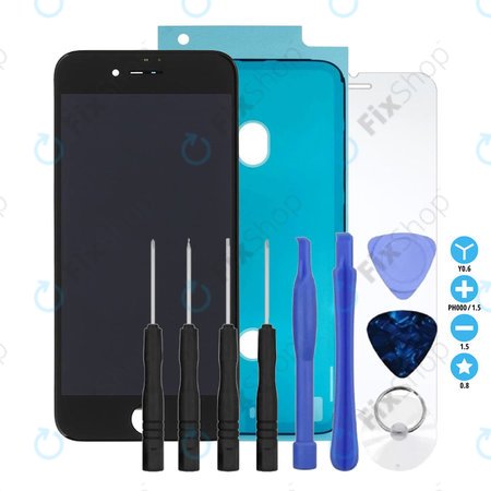 Apple iPhone 7 - LCD zaslon + steklo na dotik + okvir (Black) TFT + Lepilo za LCD + Kaljeno steklo + Set orodij - Multipack