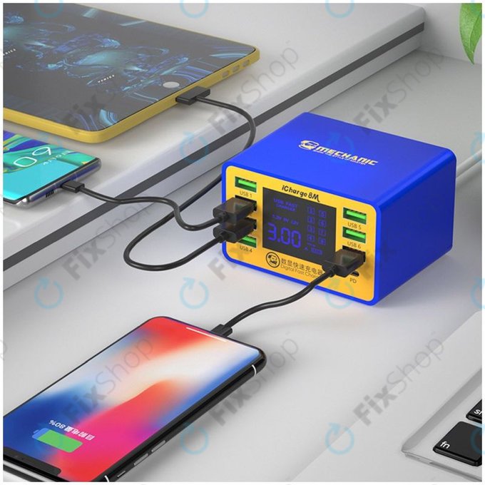 Mechanic iCharge 8M - servisna USB polnilna postaja z USB-C in USB 3.0