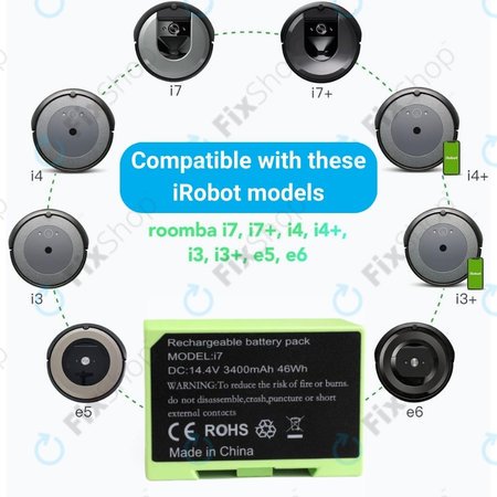 iRobot Roomba e-series, i-series - Baterija ABL-D1, 4624864, ABL-D2 Li-Ion 14.4V 3400mAh