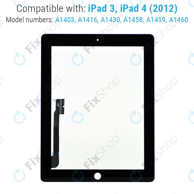 Apple iPad 3, iPad 4 - Steklo na dotik + gumb Domov (Black)