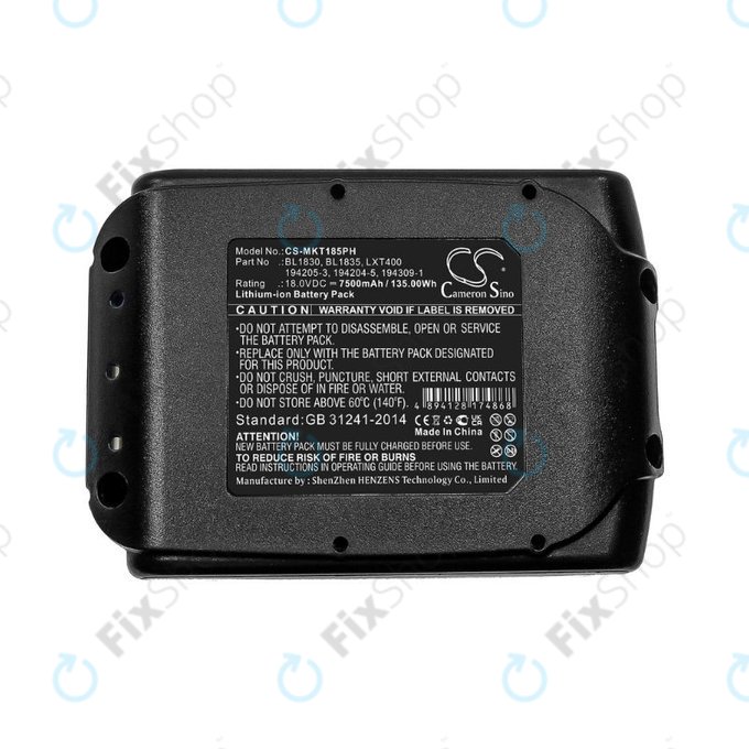 Makita 18V - Baterija BL1830, BL1835, LXT400,194205-3, 194204-5, 194309-1 Li-Ion 18.0V 7500mAh HQ