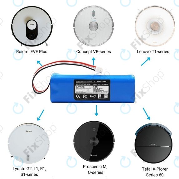 Xiaomi Roidmi EVE Plus, Viomi, Lydsto, Proscenic, Tefal - Baterija XJT-2P4S-5200 Li-Ion 14.4V 5200mAh