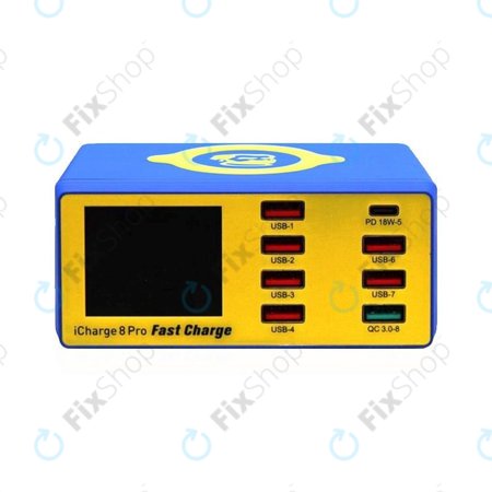 Mechanic iCharge 8 Pro - servisna USB polnilna postaja z USB-C, USB 3.0 in brezžičnim polnjenjem