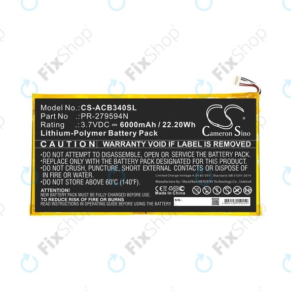 Baterija za Acer Iconia One 10 B3-A40, 6000mAh, Li-Pol, 3.7V, PR-279594N, HQ