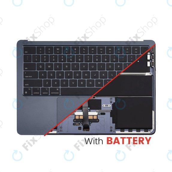 Zgornji okvir tipkovnice za MacBook Air 13", A3113 (2024), US tipkovnico in baterijo, Midnight, 661-40230, Genuine Apple