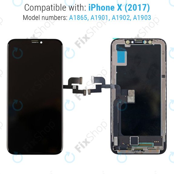 Zaslon za iPhone X, Steklo na dotik z okvirjem, Refurbished