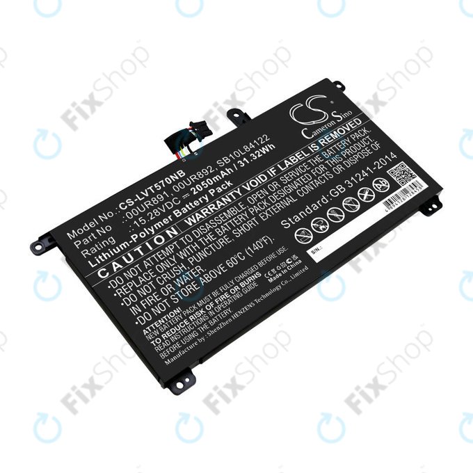 Baterija za Lenovo ThinkPad P51s, P52s, T570, T580, 2050mAh, Li-Pol, 15.28V, 00UR891, HQ