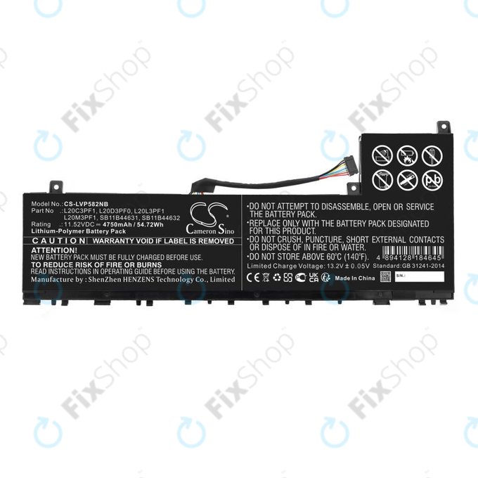 Baterija za Lenovo IdeaPad 5 Pro 14ITL6, 4750mAh, Li-Pol, 11.52V, L20C3PF1, HQ
