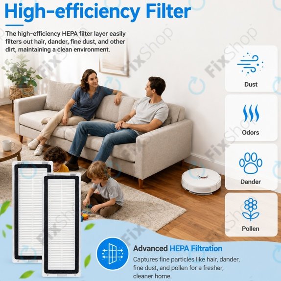 Komplet nadomestnih delov za Xiaomi Dreame D9 Max Gen2, D10s, D10s Pro (1x Glavna krtača, 2x Filter, 2x Stranska krtača – črna, 2x Krpa za brisanje)